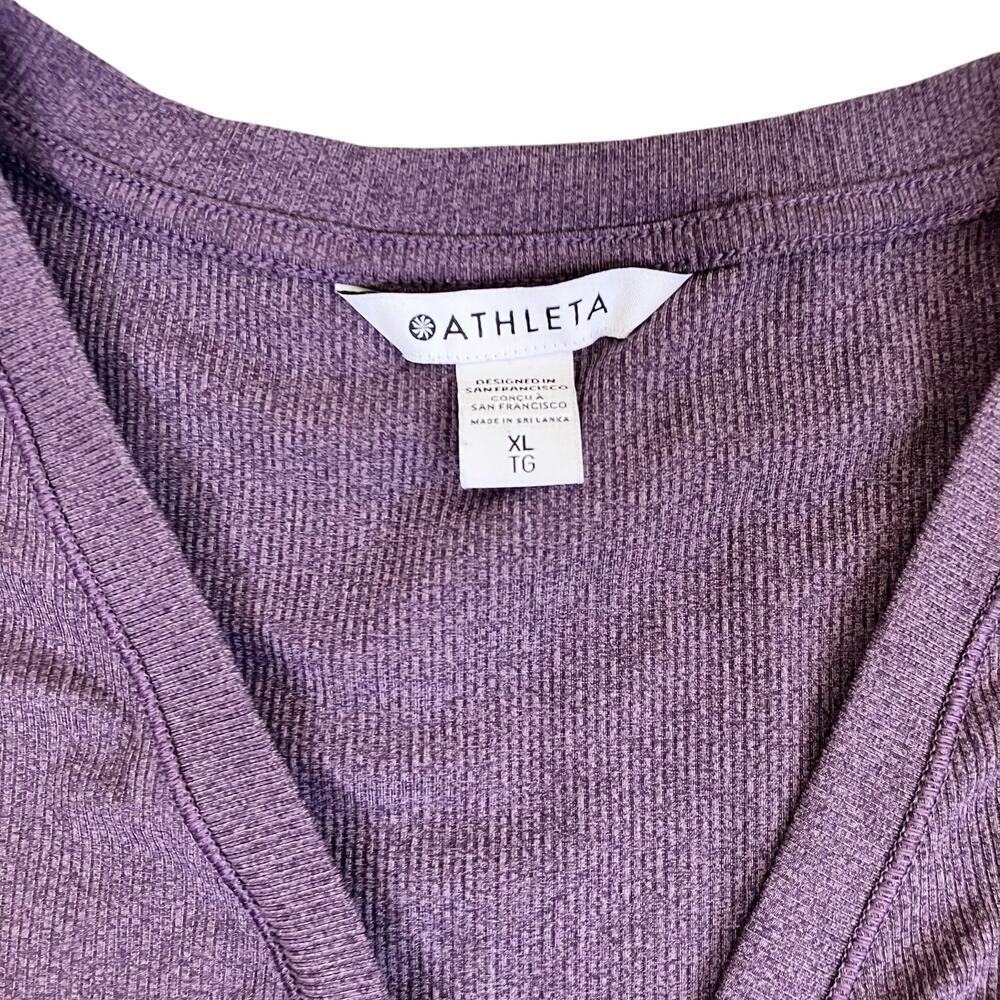 Athleta Sz XL Uptempo Ribbed Henley Top in Regal Plum Purple Stretchy Fitted - Picture 6 of 16
